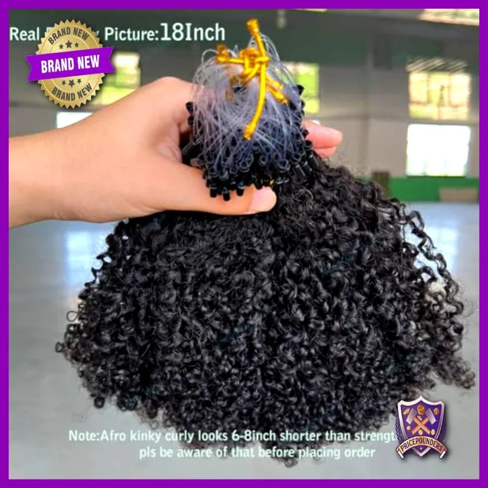 100 Strand Micro Loop Human Hair Extensions 80G 16Inch Kinky Curly